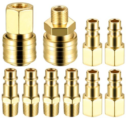 10 x Euro 1/4 NPT Raccordo per Aria Compressa, 1/4BSP Accoppiatore Rapido Quick per Tubi, Raccordi Connettore ad Aria Rapido, Attacco per Tubo d'Aria Compressore