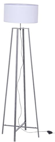 Decor Space Stehlampe Mathis grau antik aus pulverbeschichtetem Stahl Lampenschirm aus Baumwolle H 156 cm