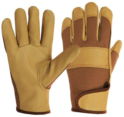 NBLEAGLO Gartenhandschuhe aus Leder für Damen und Herren Handschuhe Garten Arbeitshandschuhe (Medium)