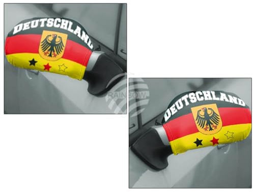 2 x Flagge Außenspiegelüberzug Autofahne für Spiegel Deutschland Adler Schwarz Rot Gold Adler pro Stück 1x links 1x rechts mit Gummizug DOPPELPACK