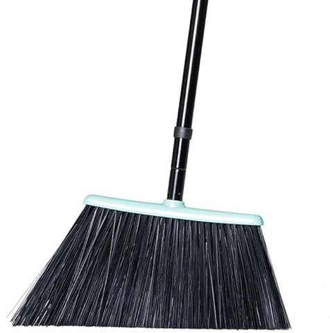 DALIPER Heavy Duty Broom Outdoor with Long Handle 141CM, Commercial 60 Degree Stiff Bristle Angled Brush for Sweeping Patio Garage Outside Indoor House Deck Porch Yard Restaurant Home Warehouse