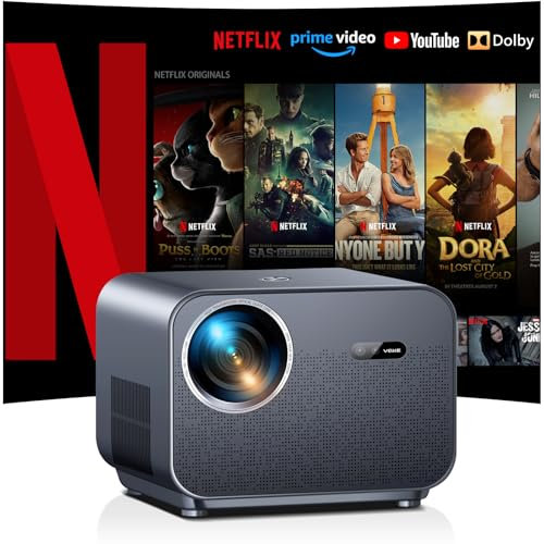 [Netflix Certified & Auto Focus] Smart 4K Projector, VGKE 900 ANSI Full HD 1080p WiFi 6 Bluetooth Projector with Dolby Audio, Fully Sealed Dust-Proof/Low Noise/Outdoor/Home/Bedroom