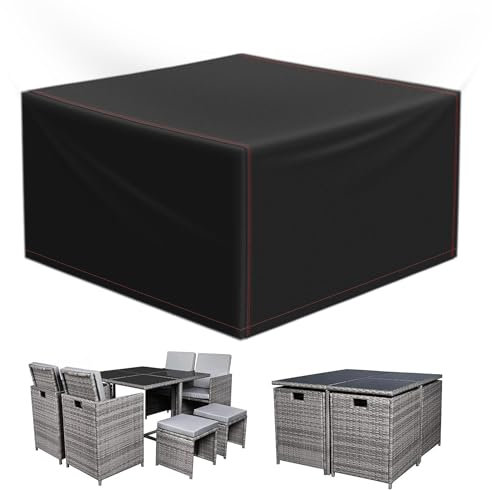 AOUXIN Outdoor Furniture Covers Waterproof, 125X125X74cm Square Outdoor Table Cover, Anti-UV, Tear-Resistant, 420D Heavy Duty Patio Rattan Cube Table Covers, Windproof