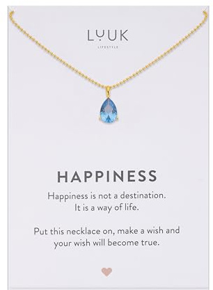 LUUK LIFESTYLE Collar delicado de plata esterlina con colgante básico de cristal solitario, piedra de circonita, idea de regalo para mujer, collar con piedra de nacimiento, azul y oro