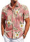COOFANDY Mens Hawaiian Shirt Short Sleeve Casual Button Down Shirt Flower Printed Beach Tops Summer Holiday Shirt Regular Fit with Pocket Flower-Pink XXXL