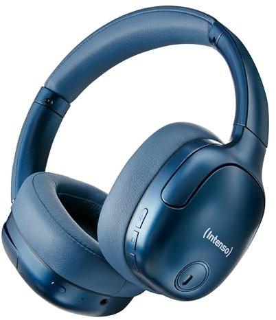 Intenso O400HA Over-Ear Kopfhörer - Hybrid Active Noise Cancelling, bis zu 75 Stunden Laufzeit und Bluetooth 5.3, mit Musikmodus, Transparency Modus und schneller Ladezeit, blau