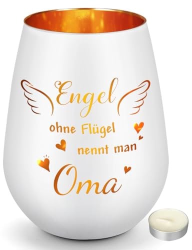 CadeauJoie Oma Geschenk, Geschenke für Oma, Windlicht aus Glas für Oma, Lavendel Geburtstag Muttertag Weihnachten Sinnvolle Geschenk für Oma