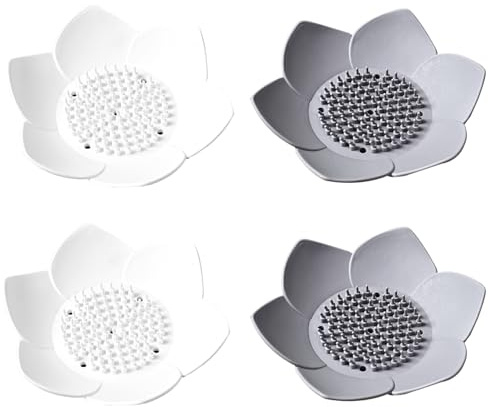 HDGSAFD Porte-Savon en Forme De Fleur, Porte-Savon Créatif, Porte-Savon en Silicone, Porte-Savon De Vidange Domestique, Accessoires De Salle De Bain 4 Pièces