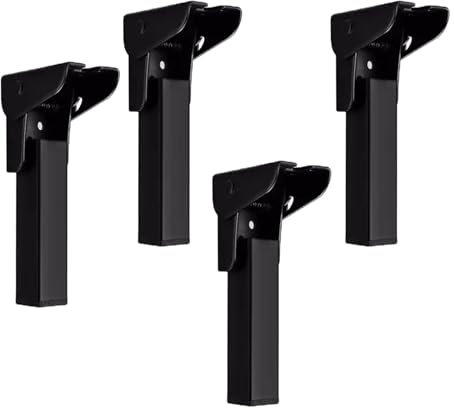 X1NGFU 4 Pièces Pieds de Table Rabattable,Jambes de Meubles de Rechange Noirs Métal,Accessoires Invisibles pour Armoire Bureau Lit Canapé,avec Protections de Sol,avec Vis (20cm)