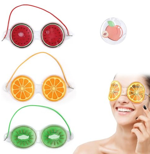 3 Stück Gel Augenmaske Kühlend, Augen Kühlpads, Gel Kühlpads für Kinder, Kalt Warm Kompresse, Kühlbrille für Augenringe Geschwollene Augenermüdung Lindern Migräne (Round)