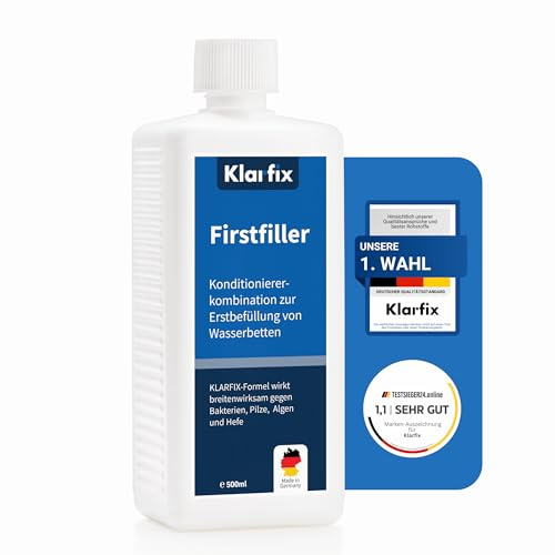 Klarfix Firstfiller (500ml) für Erstbefüllung von Wasserbetten | Hochwirksam gegen Bakterien, Algen & Pilze | Extra starker Schutz für Wassermatratzen I Wasserbett-Pflege (1x 500ml)