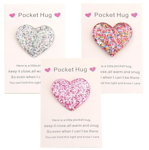 3 Stück Pocket Hug, Trost Geschenke, Umarmung, Aufmunterung Geschenke, Positive Geschenkes, Ideal für Party, Schule, Arbeit und Geschenkes, Kleine Umarmung für Jeden Anlass (Rosa, Farbig, Weiß)