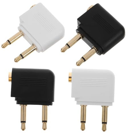 Lurrose 4pcs Aviation Headphone Plug Plated Adapter Audio Jack Converter for Airplane Entertainment System Travel Replacement
