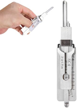 Master Key Decoder Lock Picking Tool, 2 in 1 Stainless Steel Lock Pick Kit, Professional Locksmith Tools for Home Door Car Repair Maintenance (SC4)