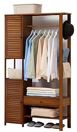 Générique Porte-Manteau élégant en Bois – Armoire autoportante pour entrée, Chambre et Bureau – Rangement Peu encombrant pour vêtements, Chaussures, Chapeaux et parapluies