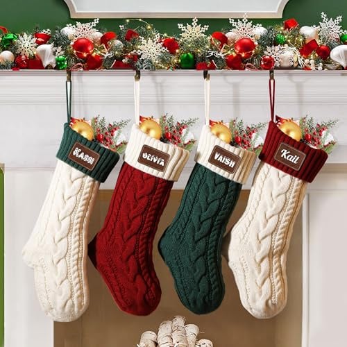 SearchI Personalisierte Weihnachtsstrumpf mit Benutzerdefinierte Namen Christmas Stockings zum Nikolaus oder Weihnachten - Namen - Geschenkbeutel - Nikolausstiefel zum Aufhängen(1 Stück)