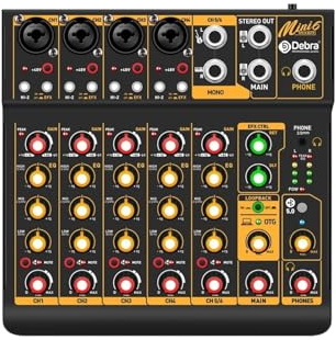 Audiomixer, OTG Metall Mixer DJ Konsole Mini6 Mit Bluetooth 48V Power Delay Repaeat Wirkung for Sound Mischpult PC Aufnahme(Mini6 OTG)