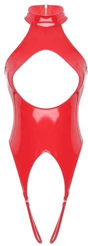 Chaoyinn Women Ouvert Body Wetlook Sans Bustier Combinaison Latex Catsuit Dessous String Body Ouvert Entrejambe Lingerie De Nuit