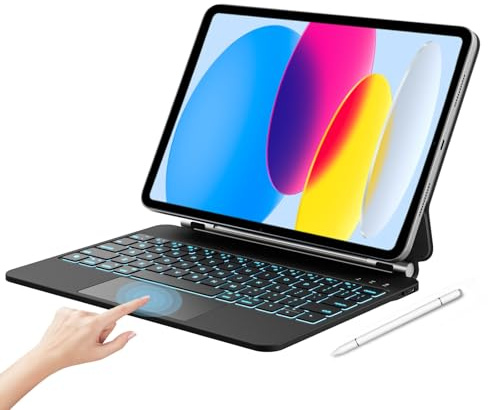 IXTRA Magic Keyboard - Funda para iPad de 10ª generación de 11.9 pulgadas 2022 para iPad A16 de 11ª generación de 11 pulgadas 2025, funda magnética delgada con soporte voladizo flotante
