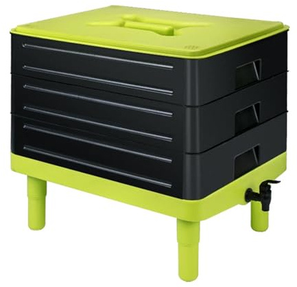 KIXZSAZ 3 stöckige Wurmkompostbox, Kompostierung für Gartenküche, langlebig, leicht zu reinigen. Und Wurmkompostierung im Freien, Starter Kit
