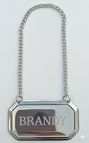 County Engraving Personalised Silver Plated Decanter Label Tag Chain - Engraved Gin Whisky Brandy (Brandy)