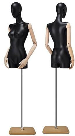 GUHPZA Schwarze Weibliche Schaufensterpuppen, Höhenverstellbar Von 154-200 cm, Geeignet Für Bekleidungsgeschäfte Und Nähläden,Wood Color