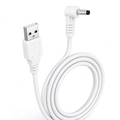 Fireblazexstar USB to DC 5V Power Cable 3.5x1.35mm Right Angle, 1M | USB A to DC Barrel Jack, Electric Toothbrush Compatible, Small Fan Compatible, White Noise Machine Compatible