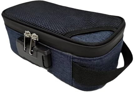 QLECXZI Smell Proof Bag with Secure Combination Lock, Dark Blue, 21x11x8cm | Designed For Organized Travel And Outdoor Lock Storage Case For Travel Storage Containers