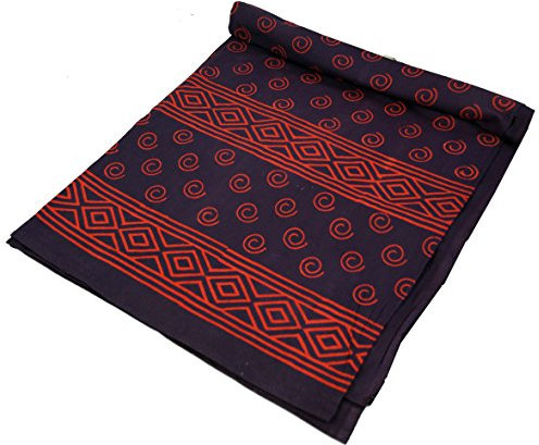 GURU SHOP Blockdruck Tagesdecke, Bett & Sofaüberwurf, Handgearbeiteter Wandbehang, Wandtuch - Design 11, Baumwolle, Size:Single 150x200 cm