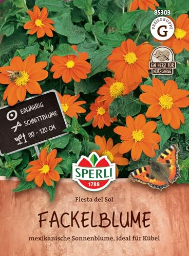 Sperli Fackelblumensamen Fiesta del Sol 85303, Blumensaat | Schnittblume, mexikanische Sonnenblume, Blumensamen Mischung, Wuchshöhe bis zu 120 cm, Blüte ab Juli bis Oktober, einjährig