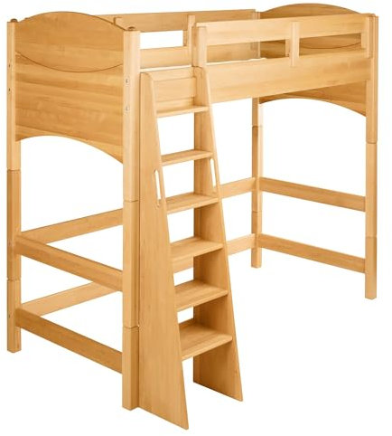 BioKinder Hochbett Kinderbett Noah mit Treppenleiter und Lattenrost aus zertifiziertem Erlenmassivholz 90 x 200 cm