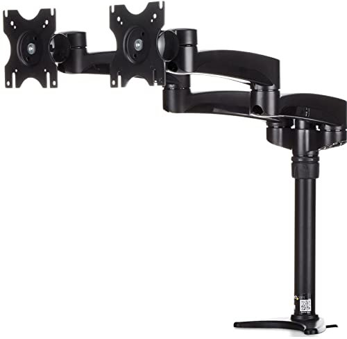 StarTech.com Desk Mount Dual Monitor Arm - Articulating - Supports Monitors 12'' to 24'' - Adjustable VESA Monitor Arm - Grommet or Desk Mount - Black (ARMDUAL)