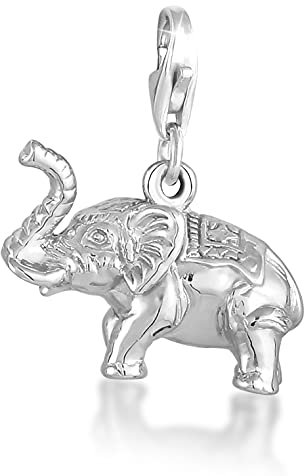 Nenalina Elefant Karabiner Charm Anhänger für Bettelarmband aus 925 Sterling Silber 713142-000