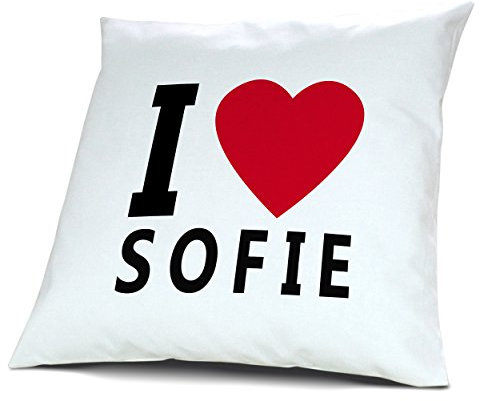 digital print Kopfkissen Sofie, Kissen mit Füllung I Love Sofie, 40 cm, 100% Baumwolle, Kuschelkissen, Liebeskissen, Namenskissen, Geschenkidee