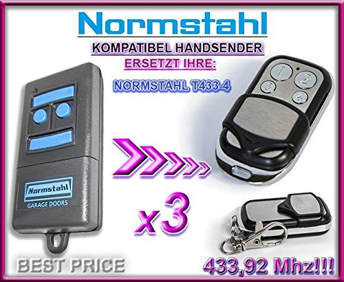 3 X NORMSTAHL T433-4 compatible émetteur de remplacement de la télécommande , 433.92Mhz rolling code keyfob