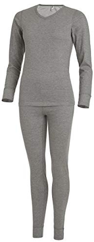 Medico Damen Thermounterwäsche Winterwäsche Skiunterwäsche Set Hellgrau Größe: XL