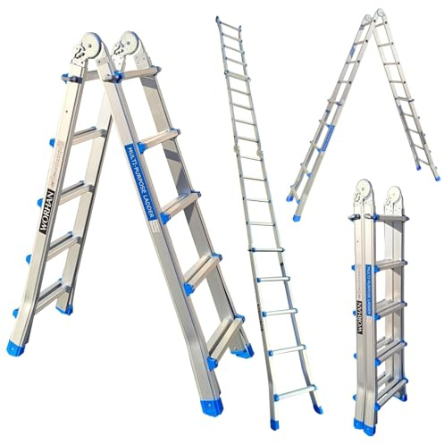 Escalera 530cm Aluminio Telescopica WORHAN 5.3m Multifuncion Multiuso WORHAN Aluminio Plegable Tijera L5