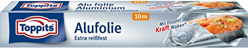 Toppits Alufolie, 10 Meter, Breite 30 cm, Spenderkarton, Silber, 1 Stück