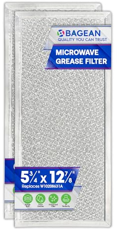 Microwave Filter Replacement 5.78 x 12.91 Fits W10208631A Whirlpool Microwave Grease Filter - Aluminum Mesh Screen Filters - Freshens and Filters Kitchen Air in Over the Stove Oven Vent Fan (2-Pack)