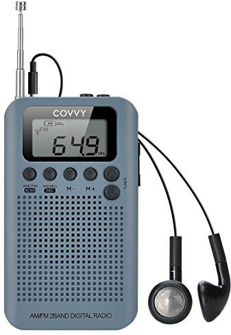 Radio Portátil Pequeña Mini Radio de Bolsillo Am FM Estéreo Sintonización Digital Radio con Altavoz de Sonido Reloj Despertador y Temporizador Auricular