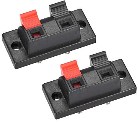 sourcing map 2 Ways Spring Speaker Terminal Clip Push Release Connector Audio Cable Terminals Strip Block Black Red WP2-10 2Pcs
