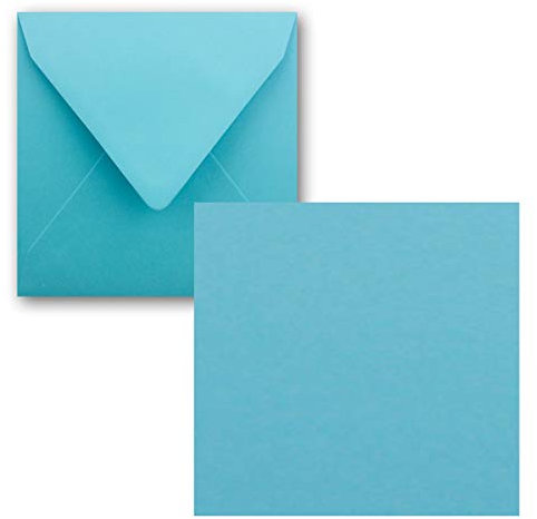 Quadratisches Einzelkarten-Set - 15 x 15 cm - mit Brief-Umschlägen - Türkis - 25 Stück - für Grußkarten & mehr - FarbenFroh by GUSTAV NEUSER