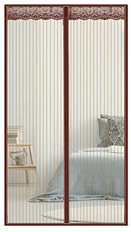 GUOGAI Rideau Anti Mouche, 100x220cm(39x87inch) MagnéTique Rideau De Porte Moustiquaire sur Mesure de Porte Rideau Anti Mouche pour Couloirs, Portes, Brown