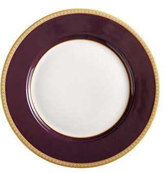 Maxwell & Williams - Assiette Ronde à Dessert en Porcelaine, Collection Teas & C's Kasbah, 19.5 cm - Couleur Violet, Blanc et Or