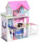 HOMCOM Puppenvilla Mädchen Spielzeug Kinder Puppenhaus aus Holz Puppenstube Dollhouse 3 Etagen mit Möbel und Zubehör 86 x 30 x 87 cm
