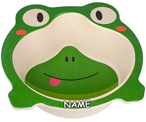 alles-meine.de GmbH Geschirr Artikelwahl Suppenteller/Müslischale - lustiger Frosch - inkl. Name - Ø 15,5 cm - Kindergeschirr - Frühstücksset für Kinder - Suppenschüssel Pl..