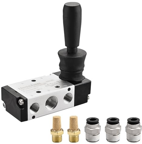 Heschen Pneumatisches Handzug-mechanisches Ventil 4H210-08, 2-Positionen, 5-Wege-PT1/4, manuelle Steuerung, Push-Pull mit Armaturen und Schalldämpfer