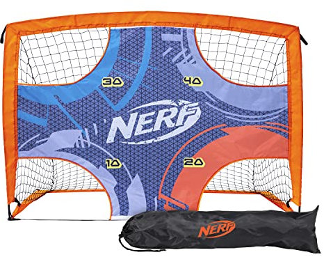 Nerf Mini-Fußballtor für Kinder, mit Torwand, Proshot, tragbares Pop-up-Tor mit eingebauter Torwand, 2-in-1-Tor
