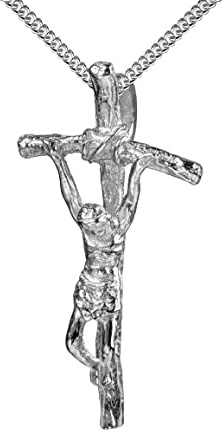 JEVELION Silberkreuz 925 Sterlingsilber Silber-kreuz Jesus Christus Kruzifix für Damen und Herren als Kettenanhänger mit Schmuck-Etui und Halskette Kettenlänge: 50 cm
