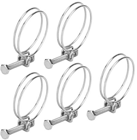 Collier De Serrage à Double Fil, Collier Serrage Inox, 5 Pcs Pince à Double Fil Large Plage Applicable Réglable Pour Un Usage Domestique Pour Un Usage Industriel (50-60mm)